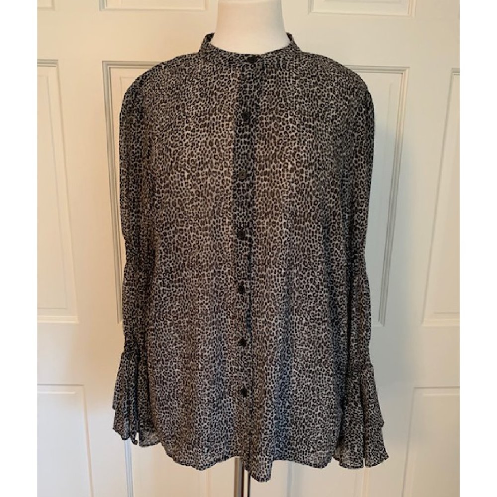 Michael Kors Blouse Smocked Leopard Print Blouse